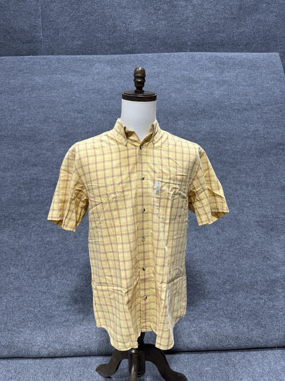 Columbia Plaid Button Up Shirt Mens Medium Yellow Outdoor Fishing Hiking